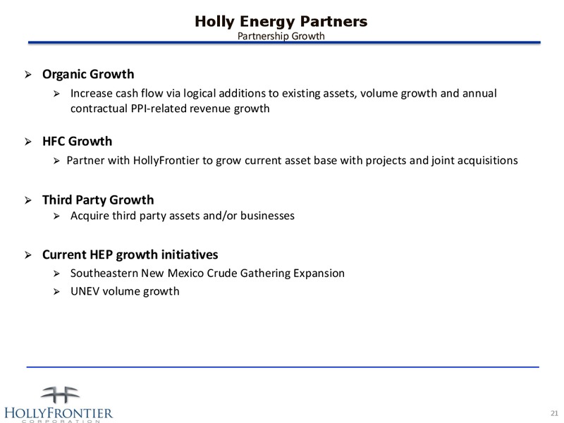 Investor Presentation – Hollyfrontier Corporation – slide 21