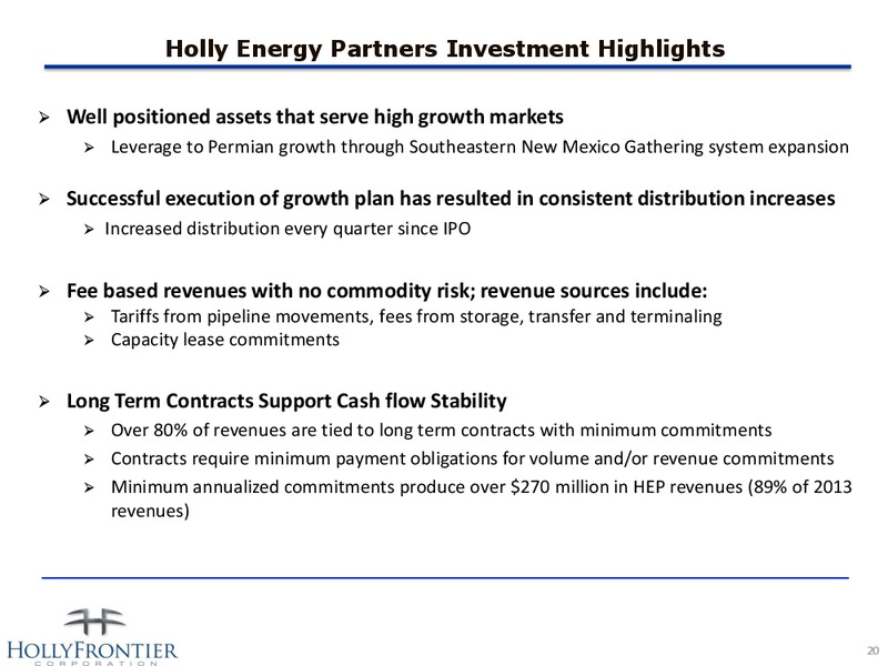 Investor Presentation – Hollyfrontier Corporation – slide 20