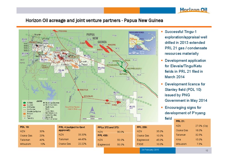 INVESTOR PRESENTATION – Horizon Oil Ltd. – slide 12