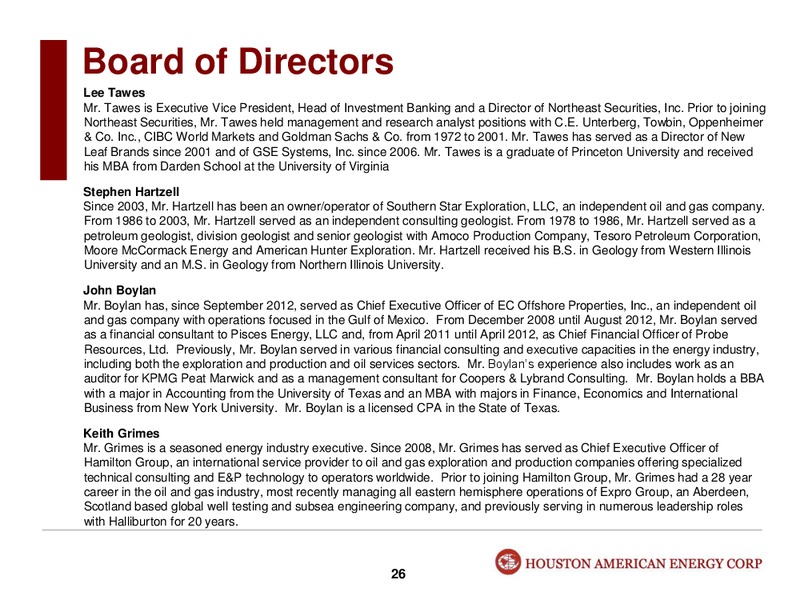 Investor Presentation – Houston American Energy Corp. – slide 26