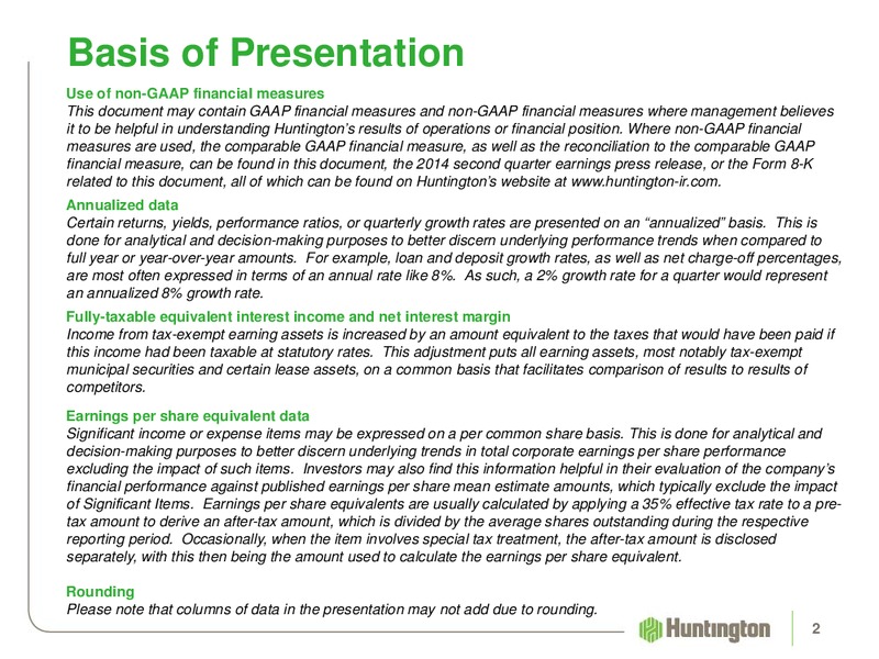 2014 Second Quarter Earnings Review – Huntington Energy – slide 2