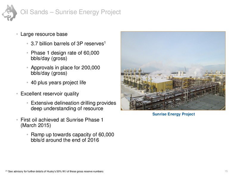 MARCH 2015 CORPORATE PRESENTATION – Husky Energy Inc. – slide 15