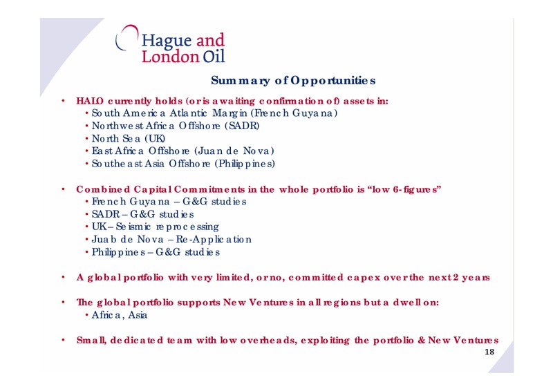 AFRICAN INDEPENDENTS FORUM – Hague and London Oil PLC – slide 17