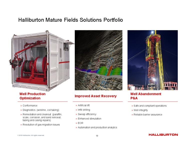 4Q 2018 Update – Halliburton – slide 13