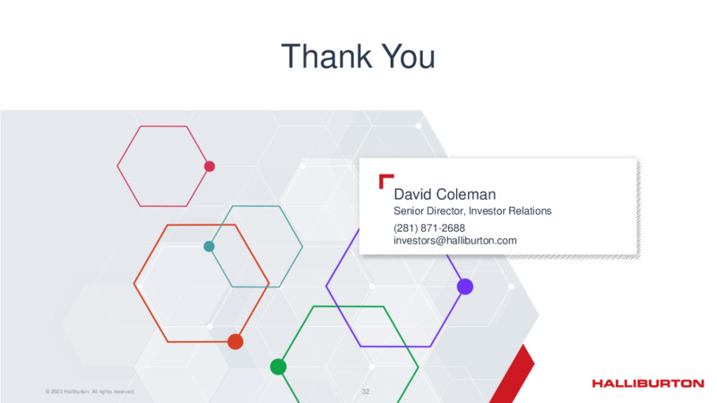 1Q 2023 Update – Halliburton – slide 32