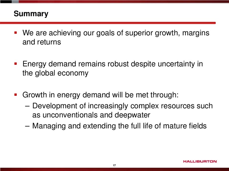 BANK OF AMERICA MERRILL LYNCH GLOBAL ENERGY CONFERENCE – Halliburton – slide 16