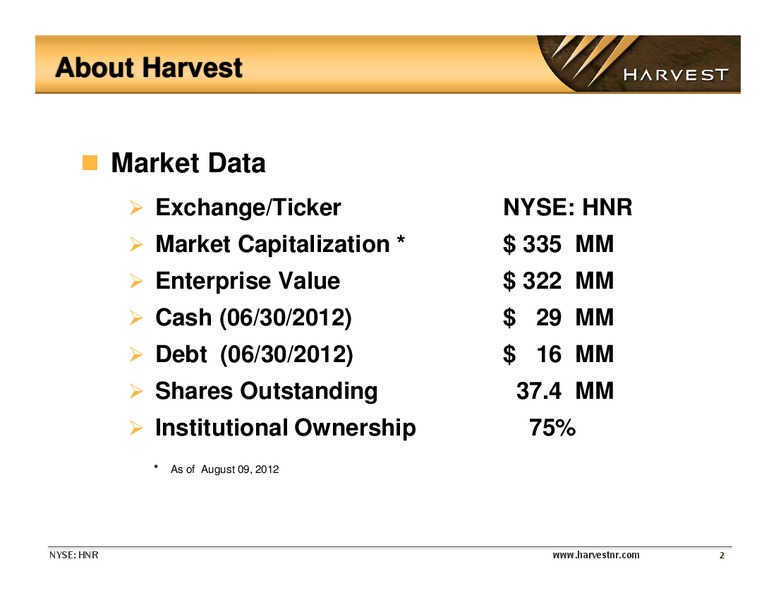EnerComs The Oil and Gas Conference – Harvest Natural Resources Inc. – slide 2