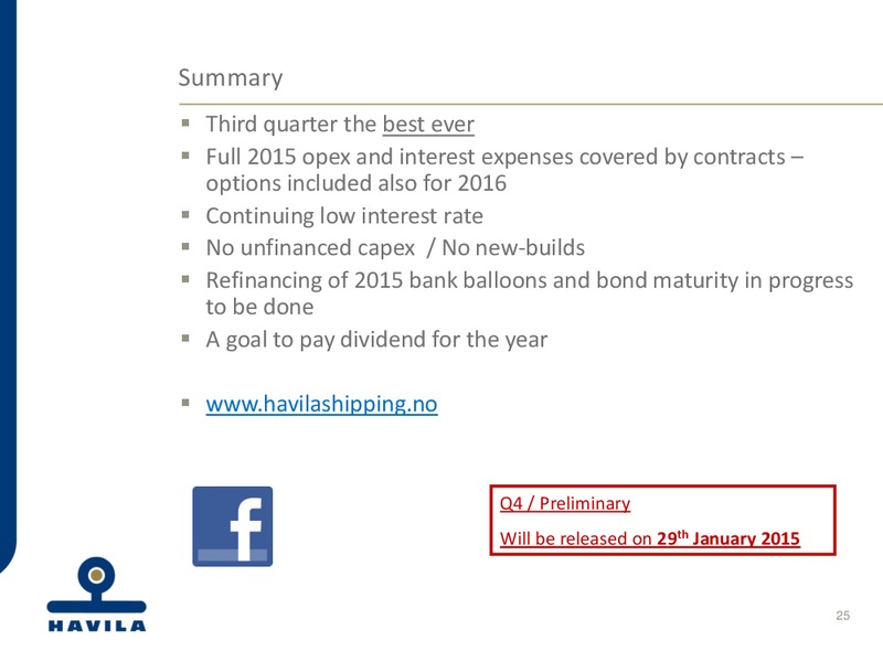 Q3 2014 EARNINGS CALL – Havila Shipping – slide 25