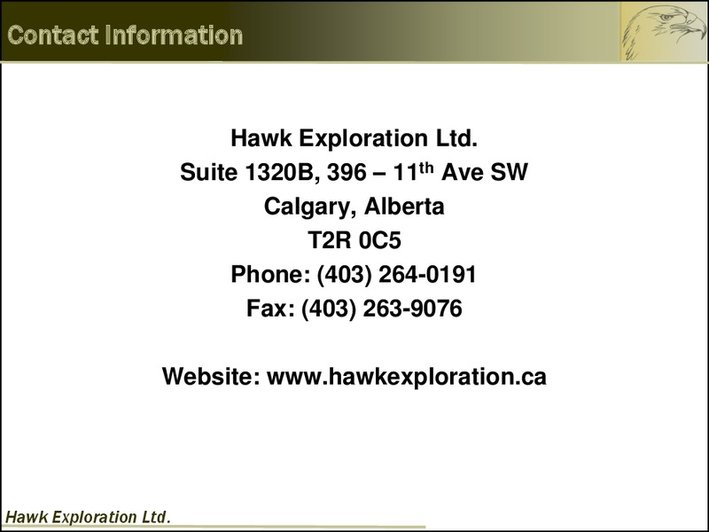 INVESTOR PRESENTATION – Hawk Exploration, Ltd. – slide 20