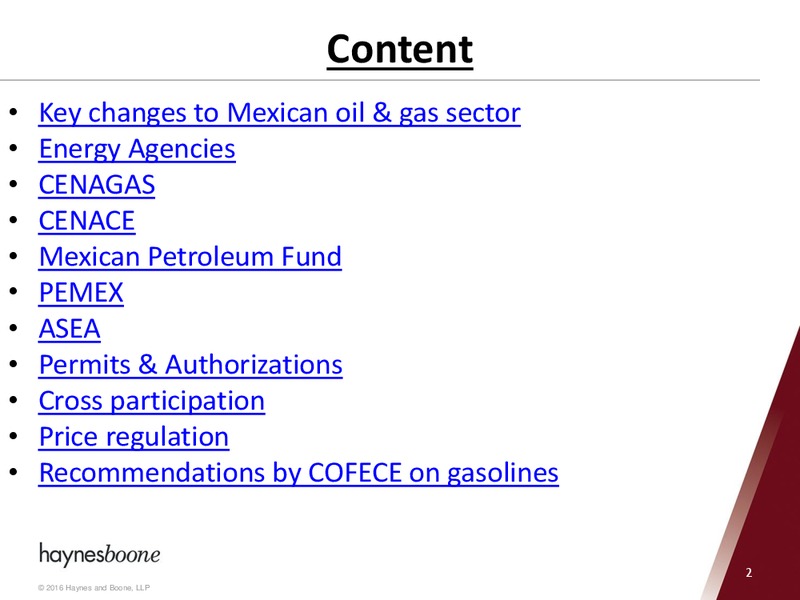 The Changing Future in Mexico's Oil and Gas Industry – Haynes and Boone, LLP – slide 34
