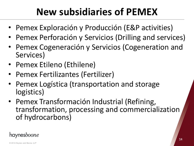 The Changing Future in Mexico's Oil and Gas Industry – Haynes and Boone, LLP – slide 46