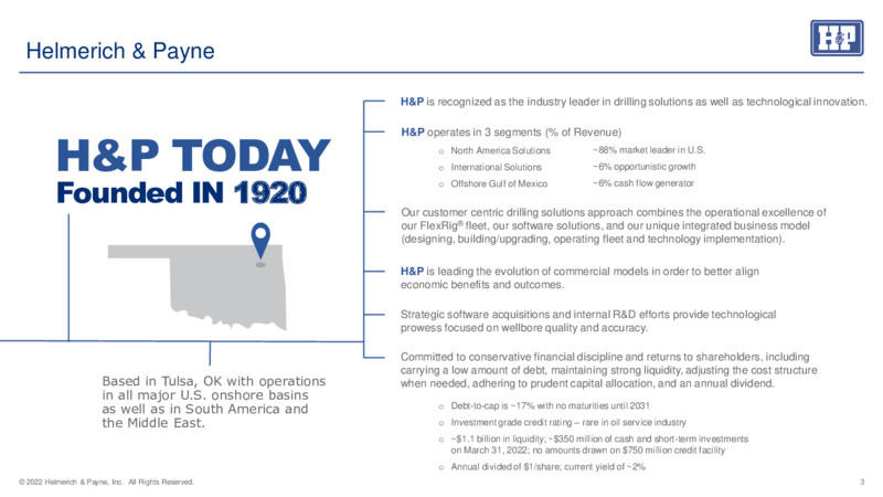May 2022 Investor Presentation – Helmerich & Payne Inc. – slide 2