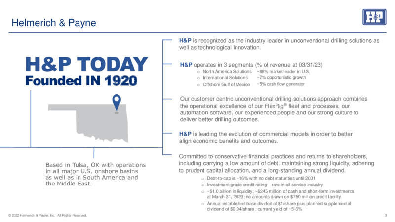 May 2023 Company Presentation – Helmerich & Payne Inc. – slide 2