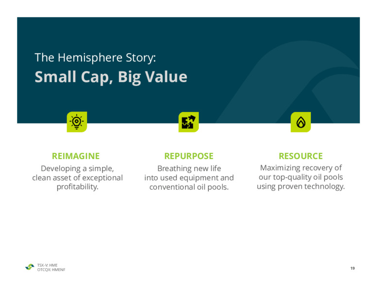 August 2021 Investor Presentation – Hemisphere Energy Corp – slide 19