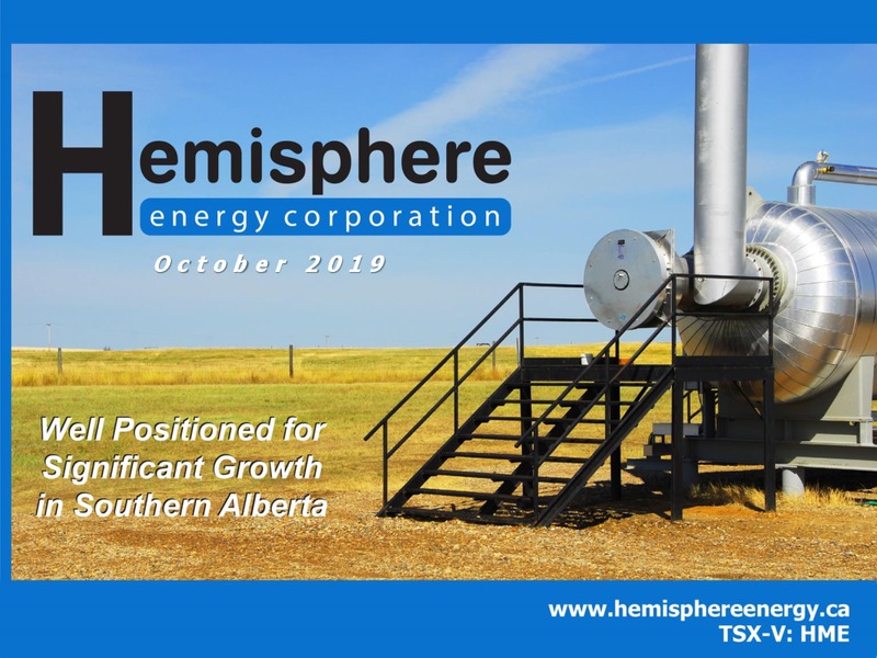 October 2019 Corporate Presentation – Hemisphere Energy Corp – slide 1