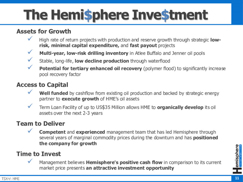 Corporate Presentation   November 2020 – Hemisphere Energy Corp – slide 11
