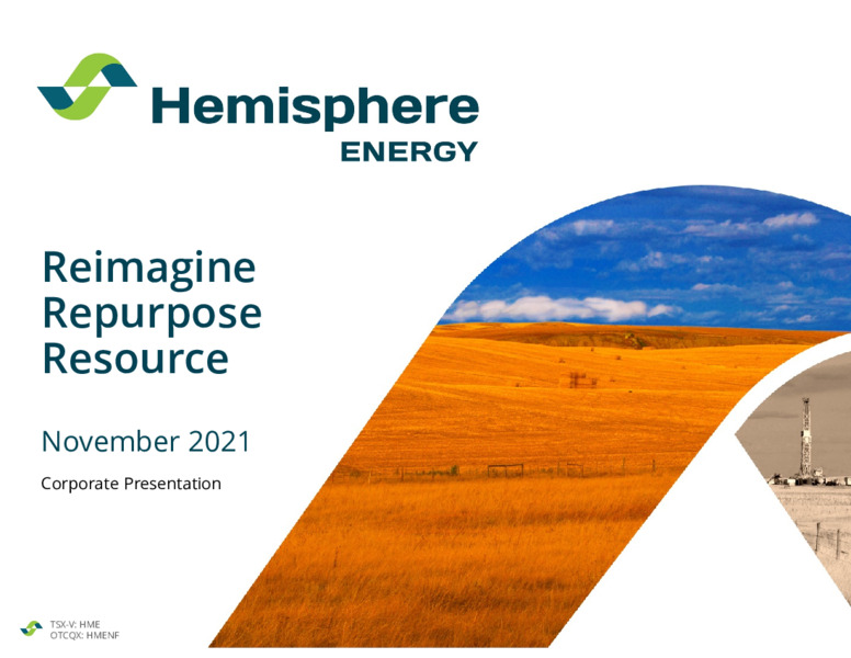 November 2021 Corporate Presentation – Hemisphere Energy Corp – slide 1