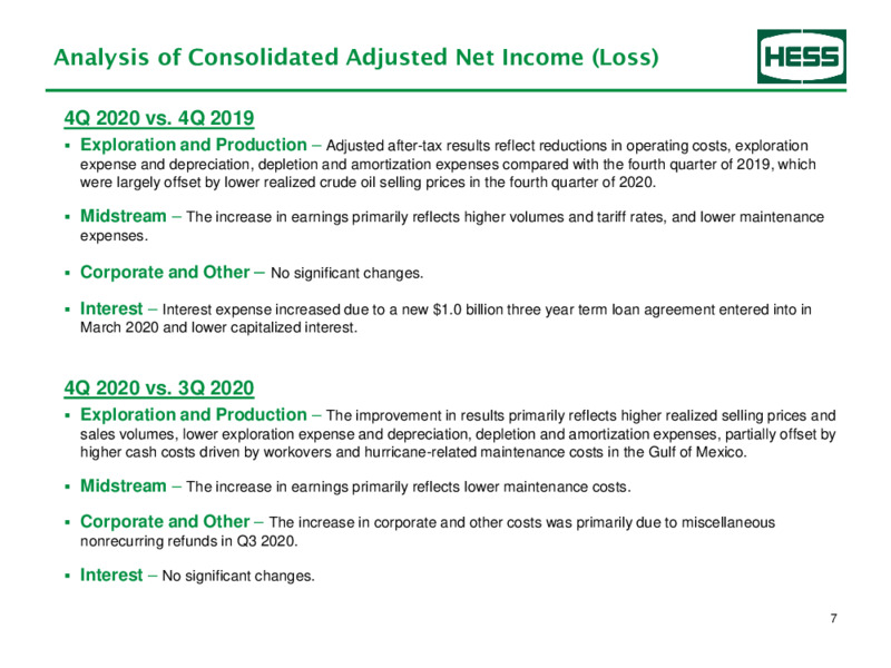 Fourth Quarter 2020 Earnings Presentation – Hess Corp – slide 8