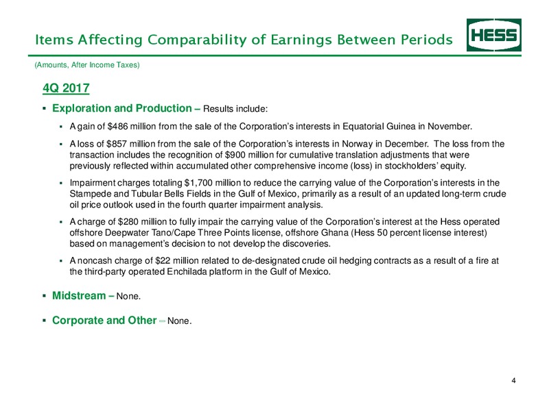 4Q 2017 Earnings Information – Hess Corp – slide 5