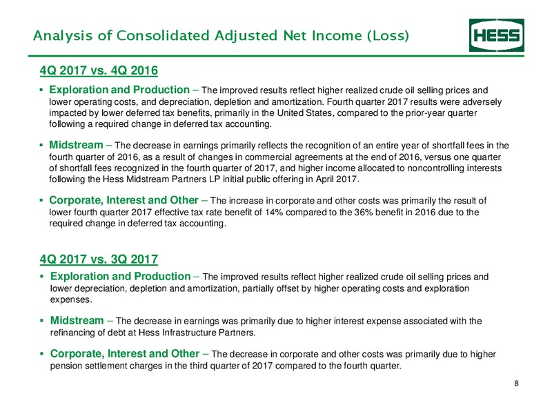 4Q 2017 Earnings Information – Hess Corp – slide 9