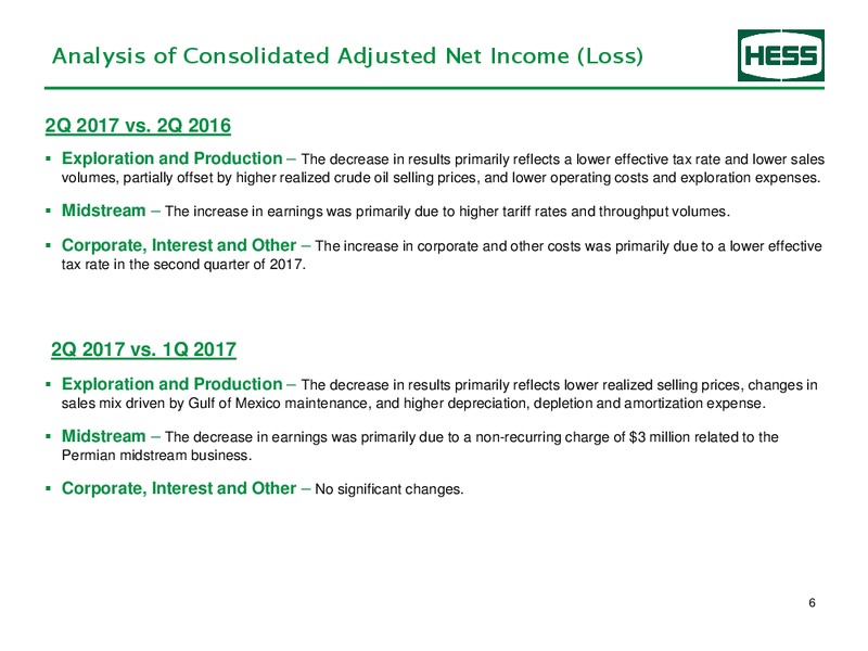 2Q17 Suplemental Earnings Information – Hess Corp – slide 7