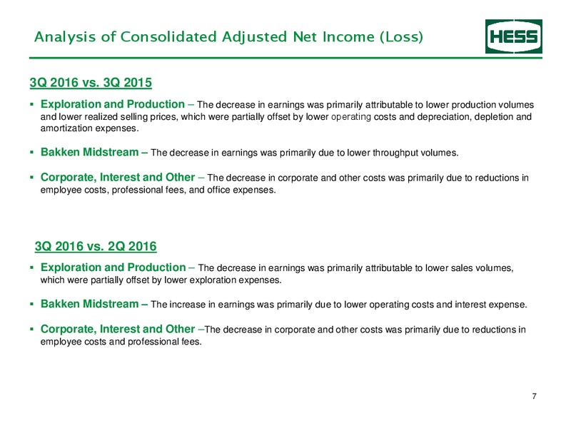 Q3 2016 Earnings Information – Hess Corp – slide 8