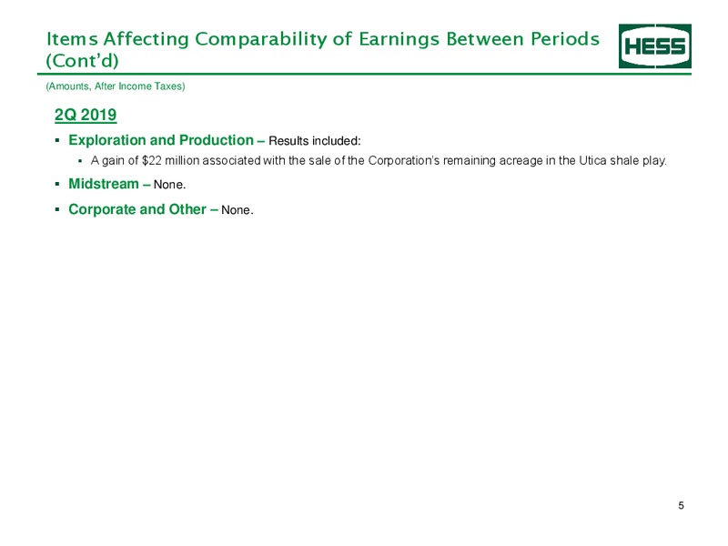 3Q 2019 Supplemental Earnings – Hess Corp – slide 6