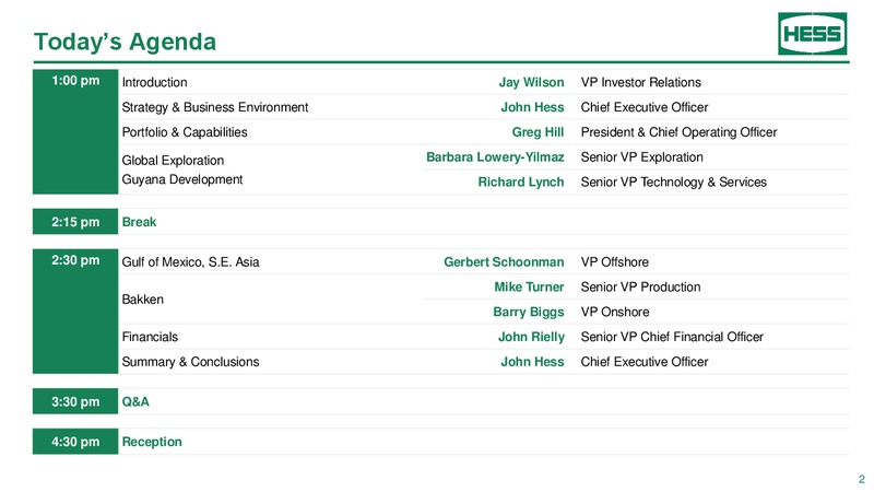 2018 Investor day – Hess Corp – slide 2