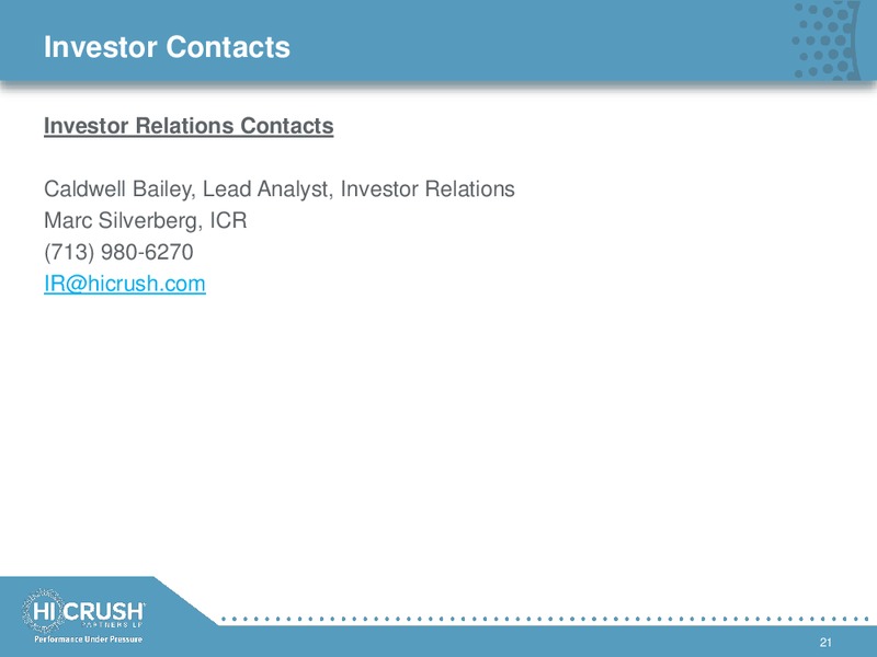 January 2019 Investor Presentation – Hi-Crush Partners Lp – slide 20