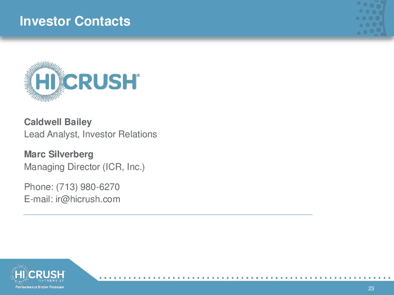 JP Morgan Global High Yield and Leveraged Finance Conference – Hi-Crush Partners Lp – slide 22