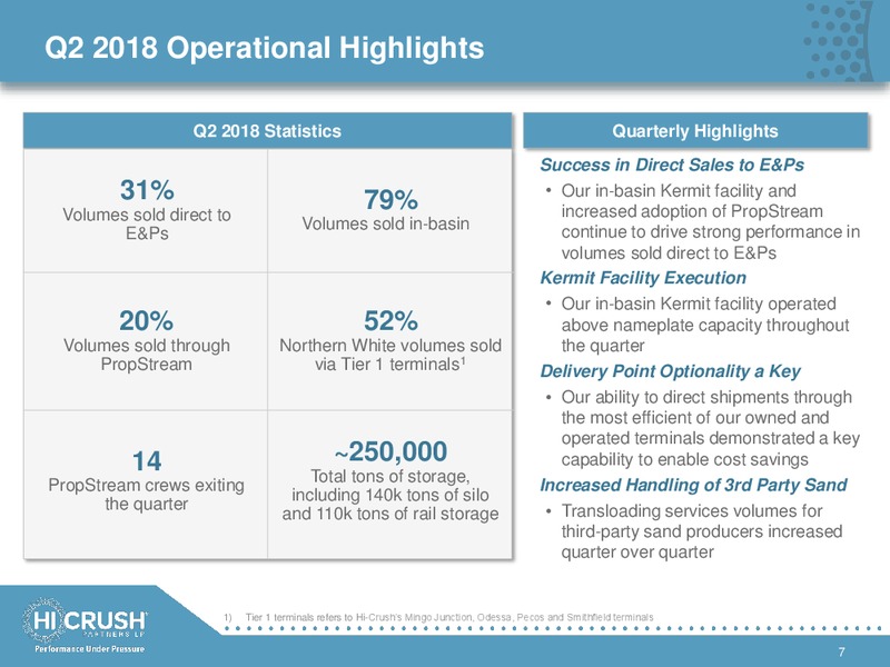 2Q 2018 Investor Presentation – Hi-Crush Partners Lp – slide 6