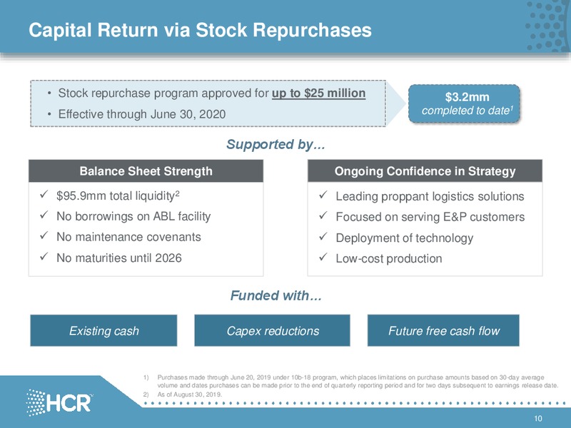 September 2019 Investor Presentation – Hi-Crush Partners Lp – slide 9