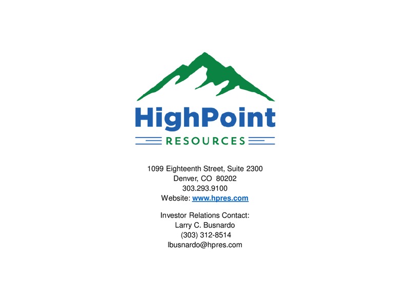 February 2019 Corporate Presentation – HighPoint Resources – slide 34
