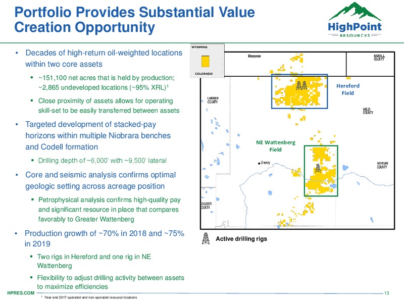 August 2018 Enercom Conference – HighPoint Resources – slide 12