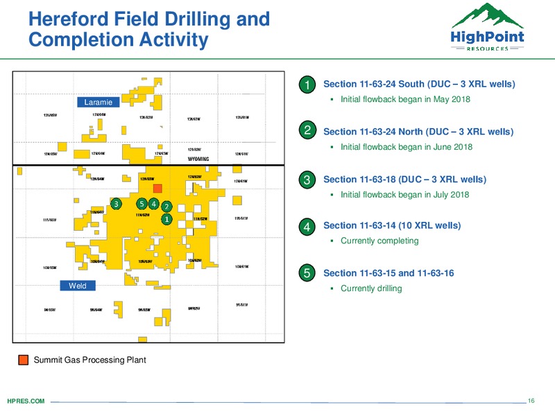 August 2018 Enercom Conference – HighPoint Resources – slide 15
