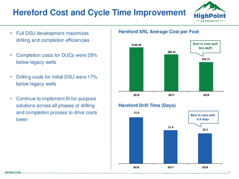 August 2018 Enercom Conference – HighPoint Resources – slide 16