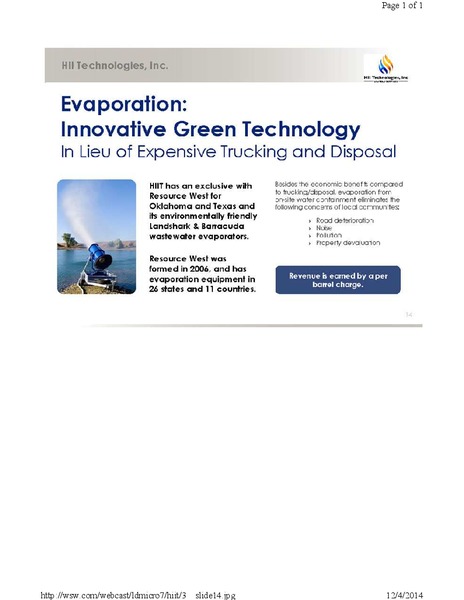 DECEMBER 2014 CORPORATE PRESENTATION – Hii Technologies Inc. – slide 14