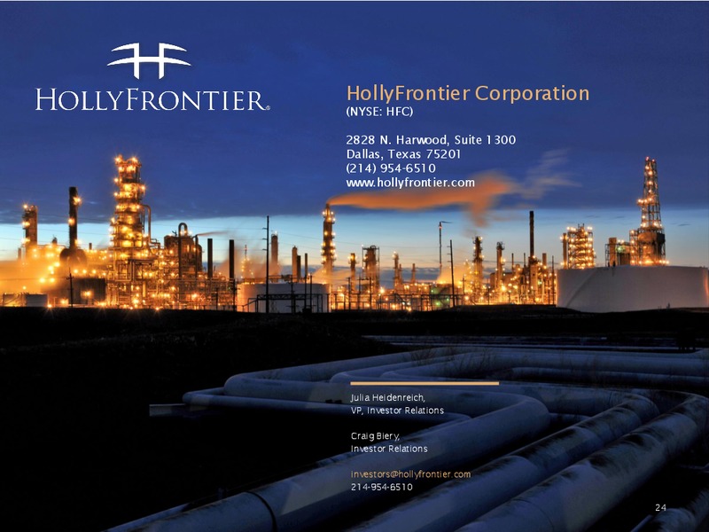 RBC Global Energy Conference – Hollyfrontier Corporation – slide 23