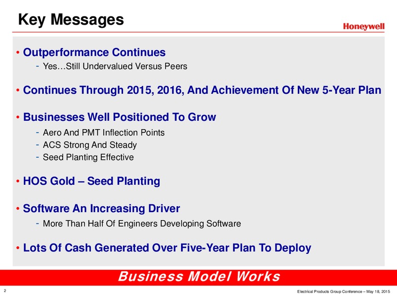 Electrical Products Group Conference – Honeywell International Inc. – slide 2