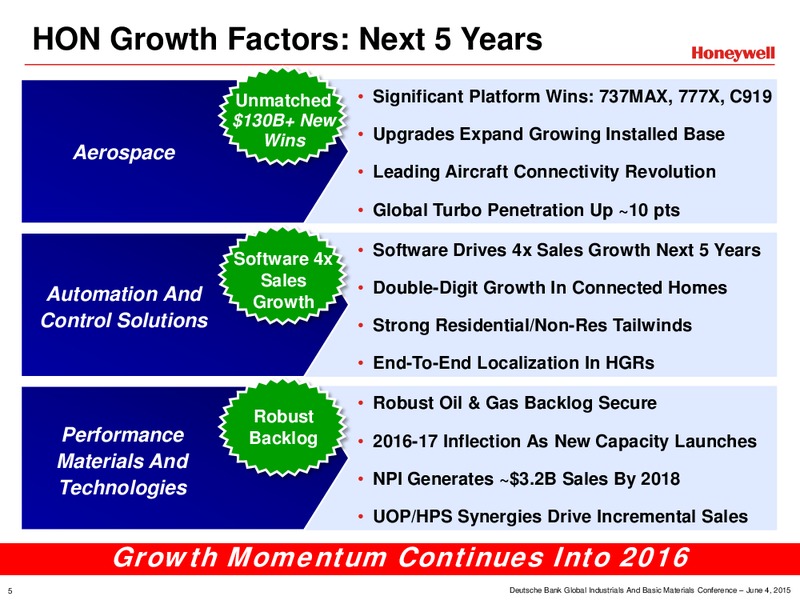 Deutsche Bank Global Industrials and Basic Materials Conference – Honeywell International Inc. – slide 5