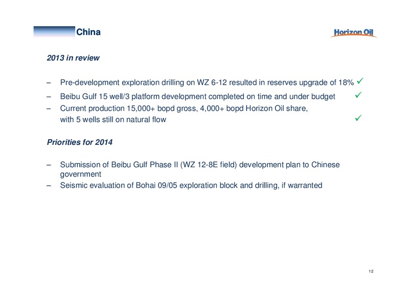 Annual General Meeting – Horizon Oil Ltd. – slide 12