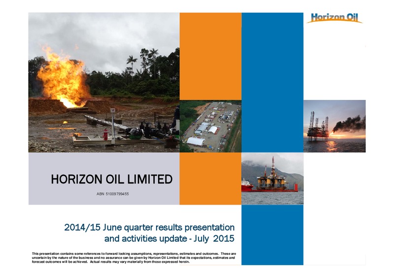 JUNE 2015 INVESTOR PRESENTATION – Horizon Oil Ltd. – slide 2