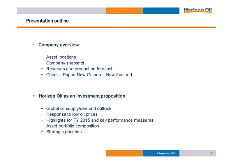 Good Oil Conference – Horizon Oil Ltd. – slide 2