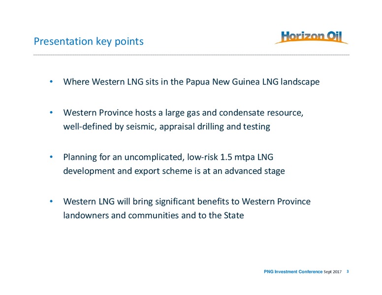 PNG Investment Conference – Horizon Oil Ltd. – slide 3