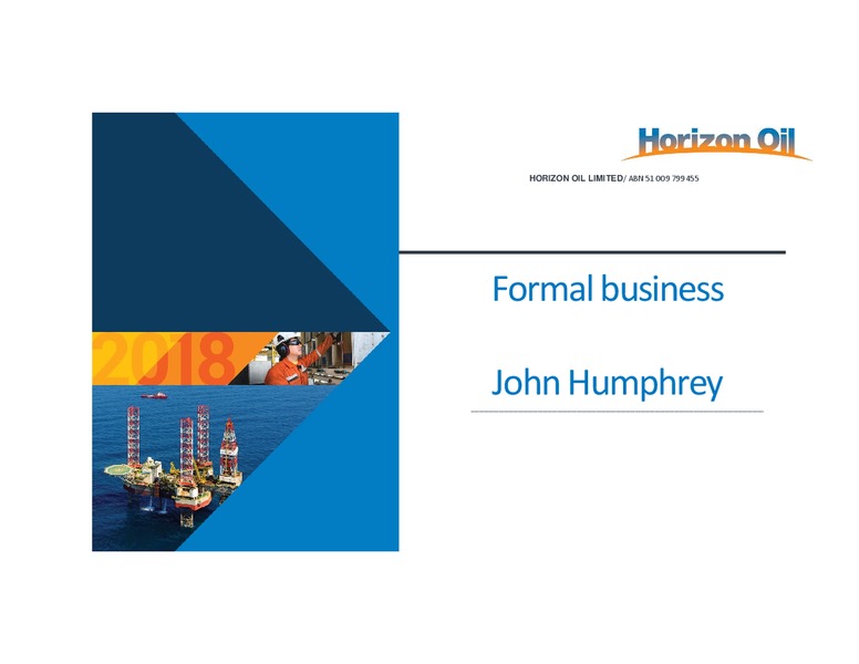 Annual General Meeting – Horizon Oil Ltd. – slide 3