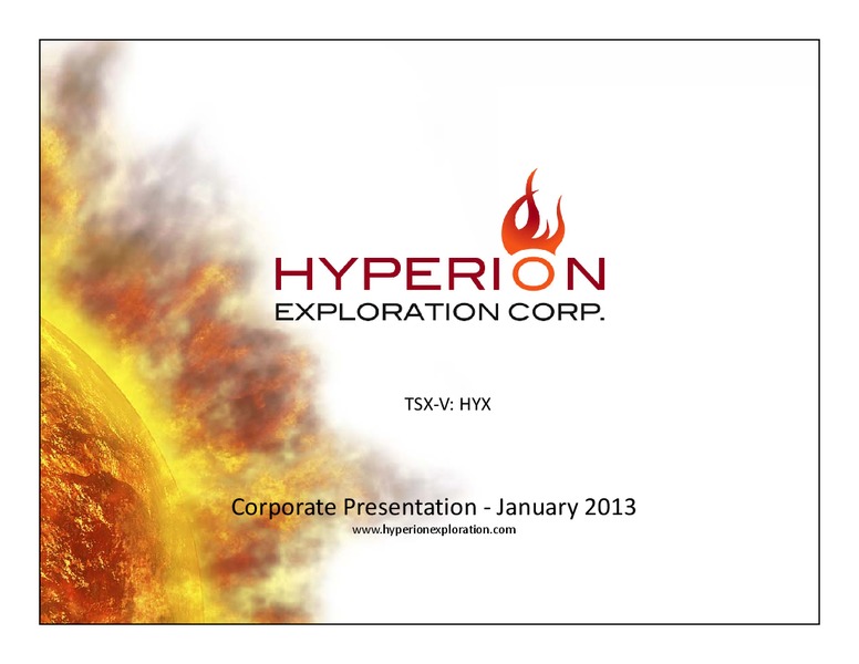 Corporate Presentation – Hyperion Exploration Corp. – slide 1