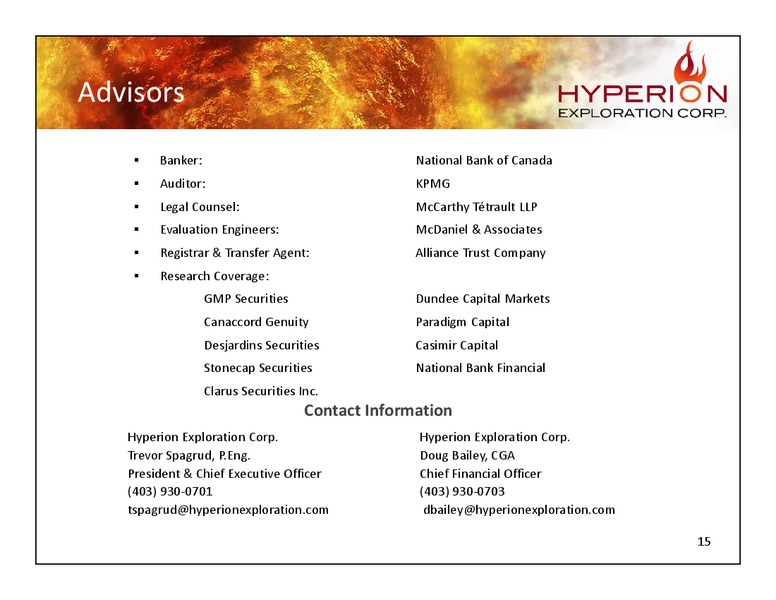 Corporate Presentation – Hyperion Exploration Corp. – slide 14