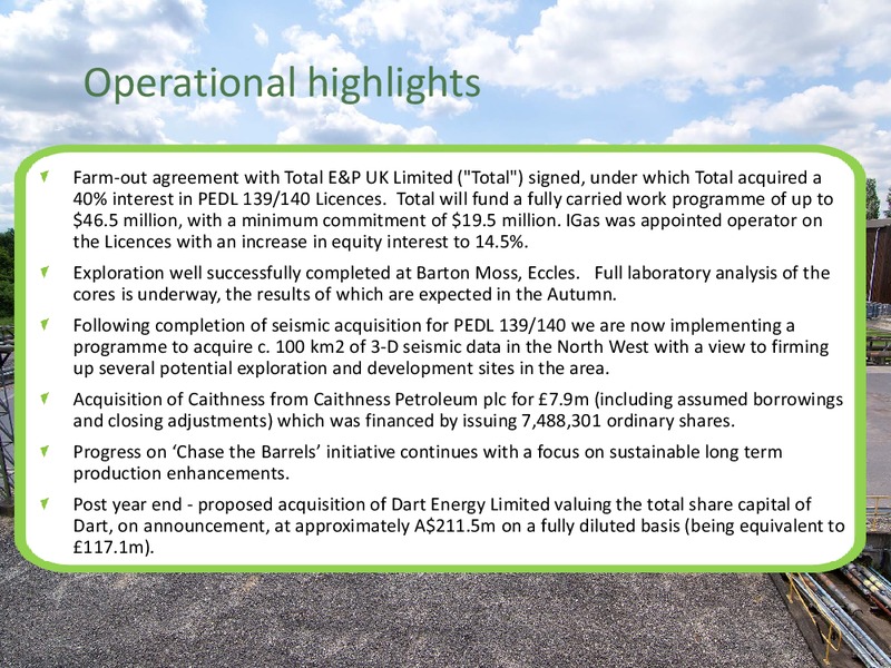 Preliminary audited results 2014 – Igas Energy Plc – slide 4