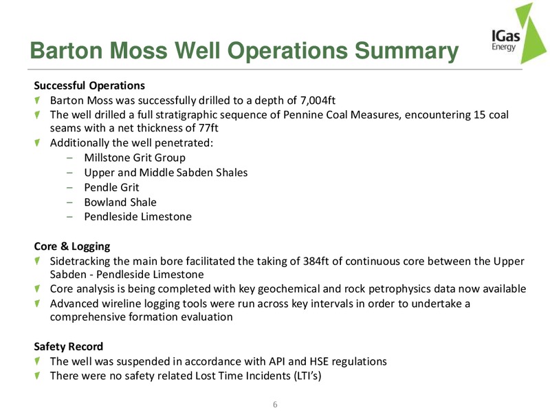 INVESTOR PRESENTATION – Igas Energy Plc – slide 6