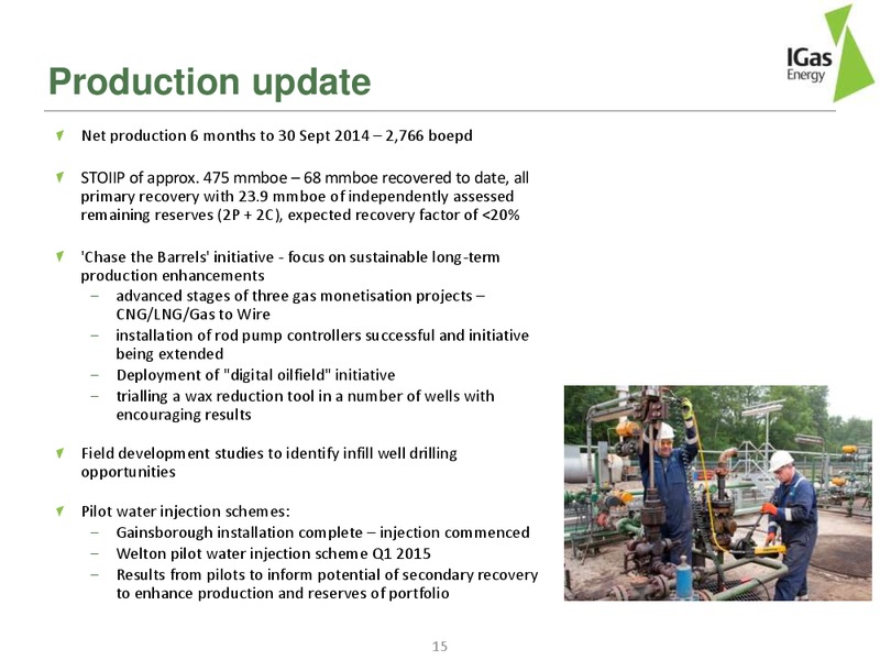 INVESTOR PRESENTATION – Igas Energy Plc – slide 15